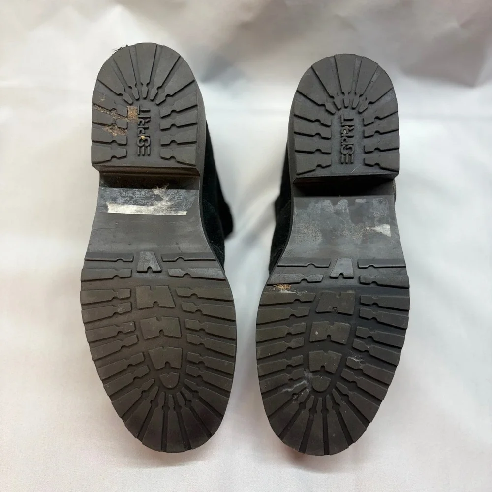 90s Esprit Reflector 74070 Shoes Womens 6 Black Good Vintage Suede Lug Mary Jane